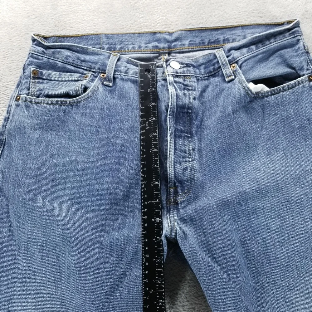 Levis 501 Jeans Mens 36x30 Blue Straight Button Fly Medium Wash Faded‎
